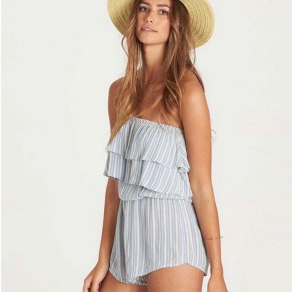 Billabong Blue and White Striped Romper